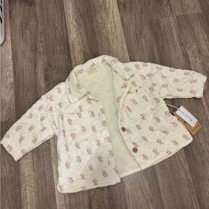 Floral Cream baby girl jacket